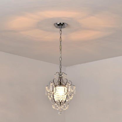 Amorette Mini Chandelier Chrome Crystal Chandeliers, 1 Light Modern Elegant Glam Ceiling Light Fixture Chrome, Adjustable Hanging Lighting for Closet, Bedroom, Girls Room, Kitchen Island2