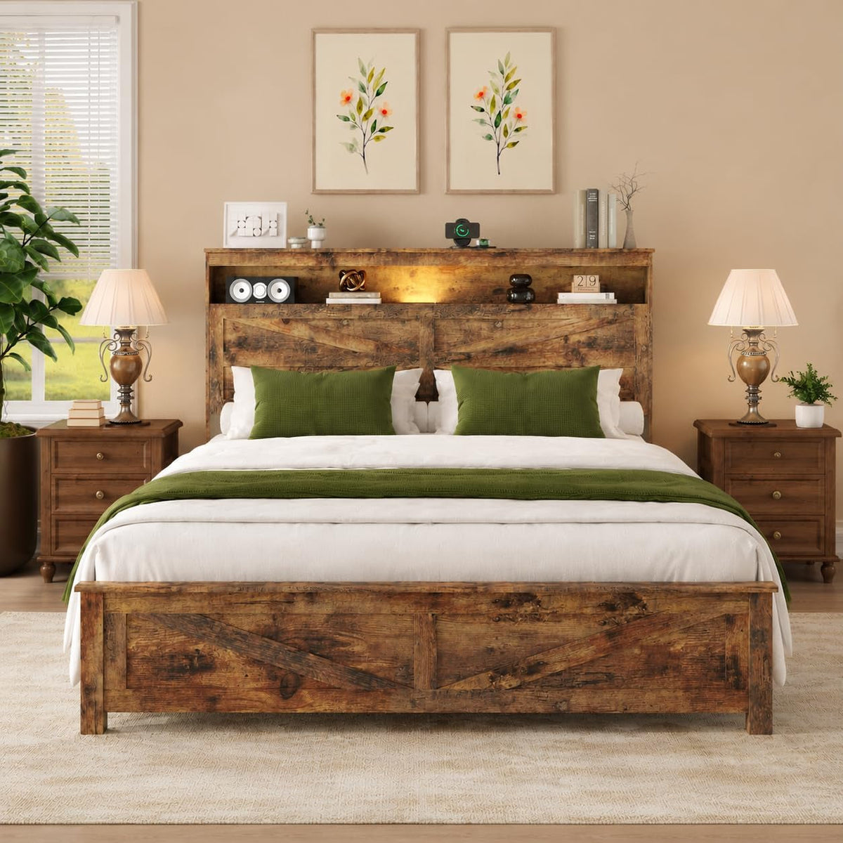 farmhouse-queen-size-bed-frame-with-wooden-storage-headboard