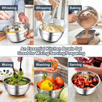 Mixing Bowls, Stainless Steel Salad Bowls with Lids - Black7