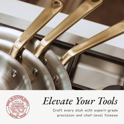 Made in Cookware - 12-Inch Stainless Steel Frying Pan with Antique Brass Handle - 5 Ply Stainless Clad - Professional Cookware - Crafted in Italy - Induction Compatible4