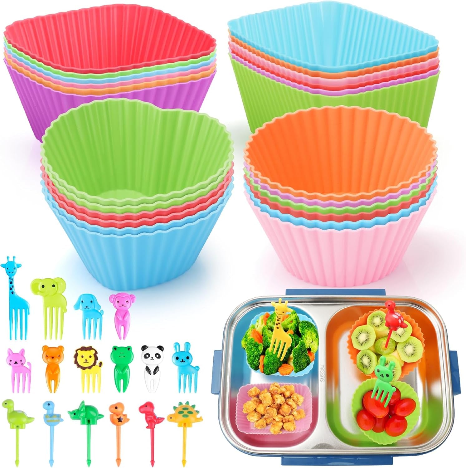 100pcs-silicone-lunch-box-dividers-for-kids-fun-bento-box-accessories-set