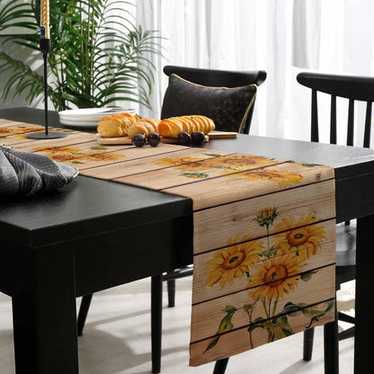 Sunflowers Rustic Table Runner-Cotton Linen-Long 72 Inche Dresser Scarves,Farmhouse Tablerunner for Kitchen Coffee/Dining/Sofa/End Table Home Living Room,Scarf Decor for Spring/Summer/Fall Dinner3