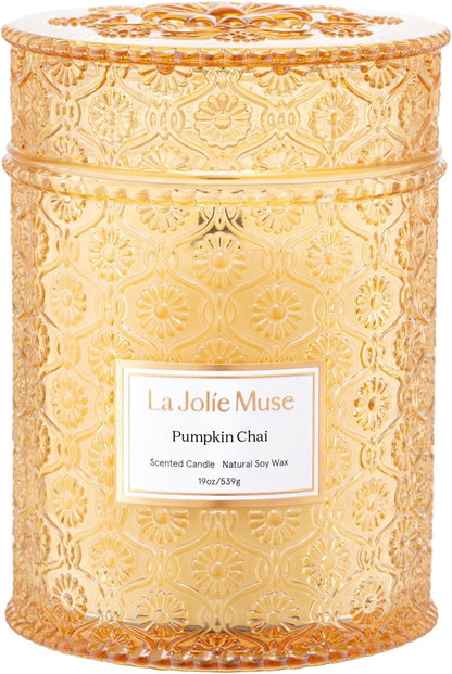 Pumpkin Chai Scented Candles for Home, 19 Oz Natural Soy Wax1