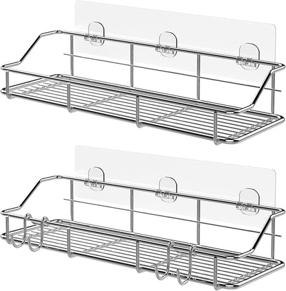 Adhesive Shower Caddy, Shower Shelf Organizer, SUS304, 2 Pack, Silver1
