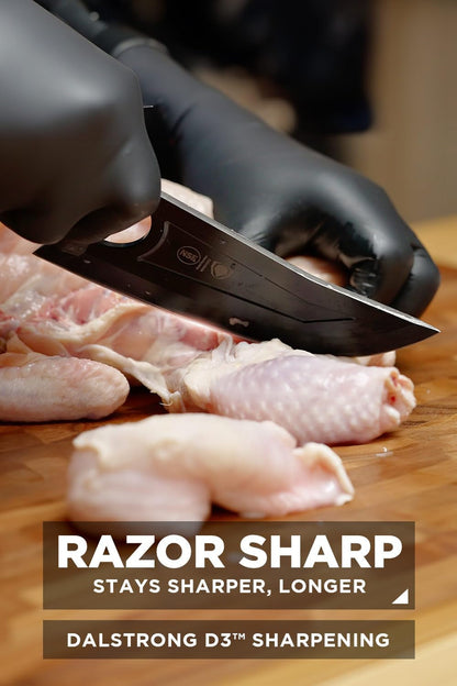 Venator Chef Knife - 7 Inch - Shadow Black Series - Razor Sharp Kitchen Knife - Black Titanium Nitride Coated - High Carbon - 7CR17MOV-X Vacuum Treated Steel - Sheath - NSF Certified3