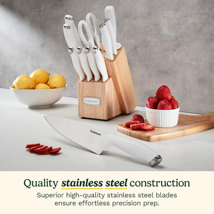 Block Knife Set, 12Pc Cutlery Knife Set with Steel Blades for Precise Cutting, Lightweight, Stainless Steel, Durable & Dishwasher Safe, C77SSW-12P3