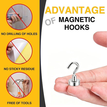 Magnetic Hooks, 30Lbs 6Pcs Cruise Cabin Essentials Heavy Duty N52 | Strong Neodymium Rare Earth Magnets, for Kitchen, Classroom, Beach, Cruise Cabins, Refrigerator, Hanging Key Clothes Wall Hat3