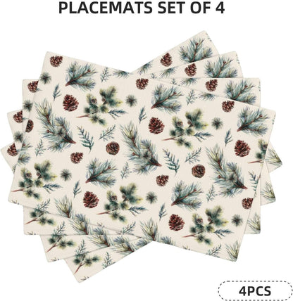 Winter Pine Cone Rustic Branches Placemats Set of 4 12X18 Inch2