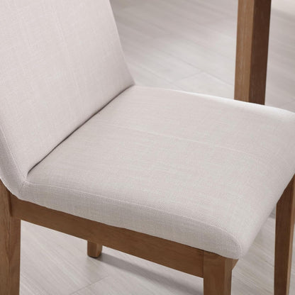 Farmhouse Kitchen Dining Room Chairs Set of 4 with Rectangle Backrest Mid Century Linen Fabric Upholstered Dining Room Parsons Chairs for Kitchen Island/Living Room/Dining Table, Beige6