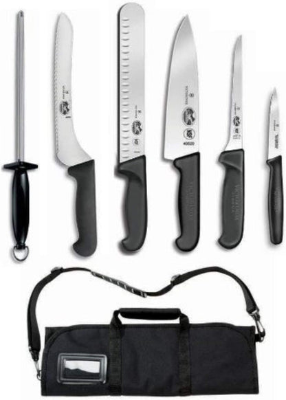 Victorinox Forschner 7 Pc Fibrox Deluxe Culinary Knife Roll Set,Black1