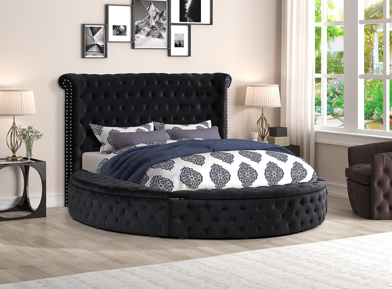 lexi-round-upholstered-velvet-platform-bed-frame-black-king