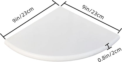 White Marble Corner Shower Shelf for Bathroom, 9'' X 9'' X 0.8'' Faux Marble Corner Shelves for Bathroom Wall Mounted Both Side Polished (1, White)3