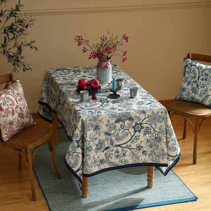 Designer Vintage Linen Rectangular Tablecloth,102"X63"-Ruyi B7