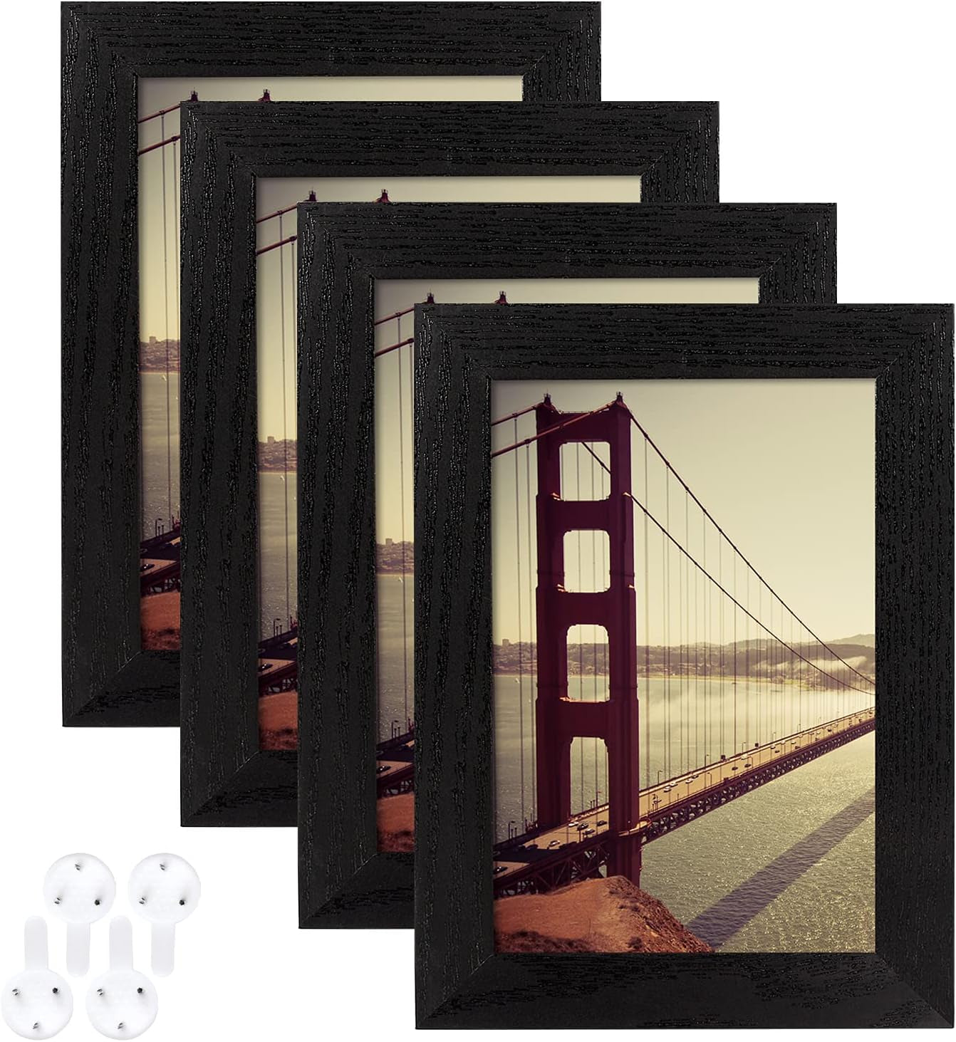 4x6-picture-frame-black-wood-pattern-set-of-4-display-pictures-3-5x5-with-mat-or-4x6-without-mat-horizontal-and-vertical-formats-for-wall-and-table-mounting