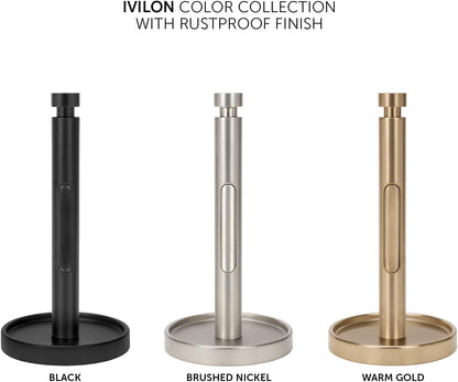 Countertop Paper Towel Holder - Weighted Heavy Duty Steel Stand with Non-Slip Base for a Steady One-Handed One Sheet Tear - Fits All Rolls - Warm Gold5