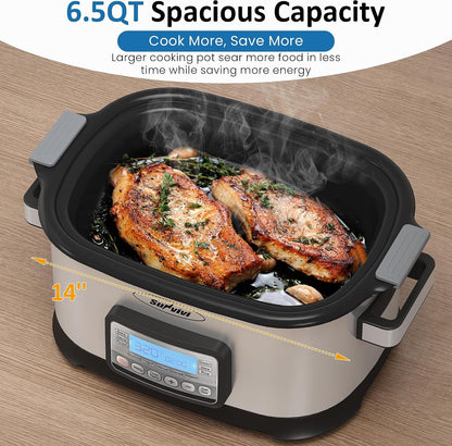 11-In-1 Multi Cooker 6.5QT, Programmable Slow Cooker with Nonstick Removable Pot, Digital Display, Adjustable Temp & Time for Slow Cook, Saute, Steam, Rice, Yogurt, Warmer4