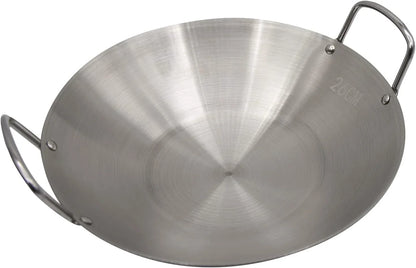 Stainless Steel Wok 10 Inch/ 26Cm, round Bottom Dual- Handled Heavy Wok, Traditional Canton Style Frying Pan Multi- Cooking Wok Stir Fry Pan for Kitchen Restaurant Home (Small)5