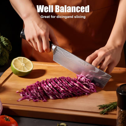 Black 7 Inch Nakiri Knife, Ultra Sharp Vegetable Chopping Cleaver7