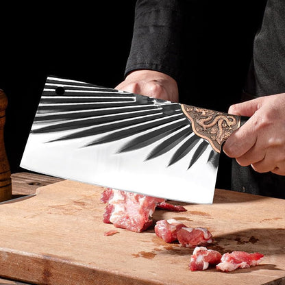 Meat Cleaver, 8 Inch Butcher Kitchen Knives High-Carbon Clad Steel Cutter Knife Chinese Traditional Handmade Forged Cleaver Knives7