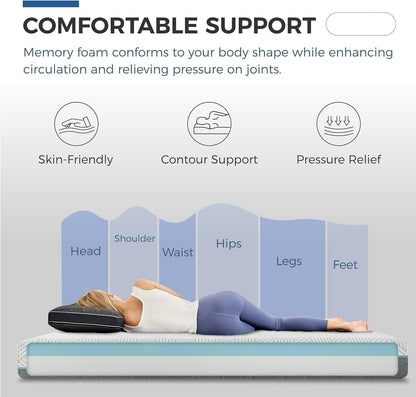 Firm Queen Mattress 10 Inch Memory Foam Mattress Queen Size Bed in a Box for Back Pain Relief and Cool Sleep with Gel Foam and Removeable Fiberglass Free Cover, Certipur-Us Certified4