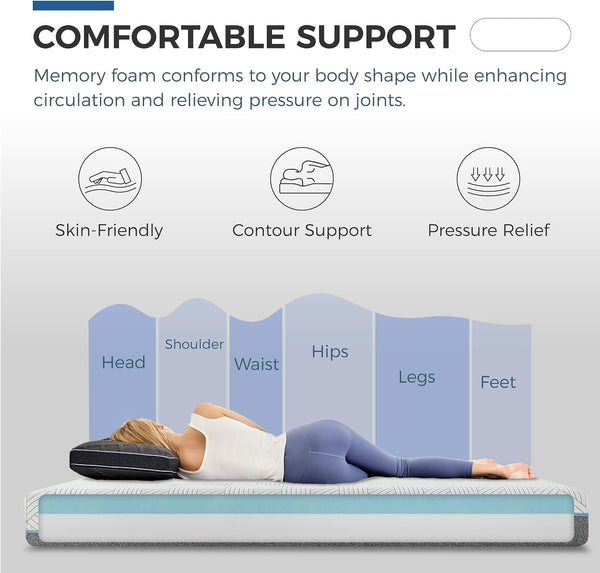 Firm Queen Mattress 10 Inch Memory Foam Mattress Queen Size Bed in a Box for Back Pain Relief and Cool Sleep with Gel Foam and Removeable Fiberglass Free Cover, Certipur-Us Certified4