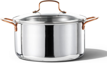 8 Qt Tri-Ply Stainless Steel Stockpot, Non-Toxic Stock Pot with Lid, Soup Pot for Pasta, Even Heating, Oven Safe, Induction, Ceramic and Gas Cooktops Compatible, Sliver, Mothers Day Gifts1