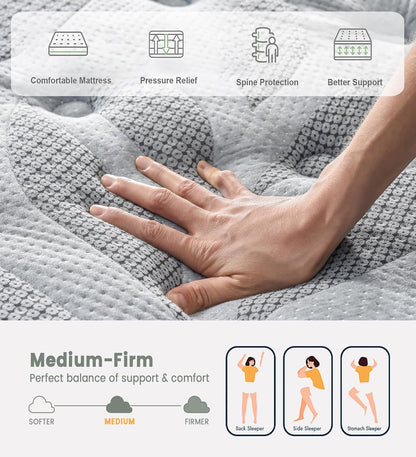 12 Inch Full Mattress, Medium Firm Hybrid Mattress in a Box6