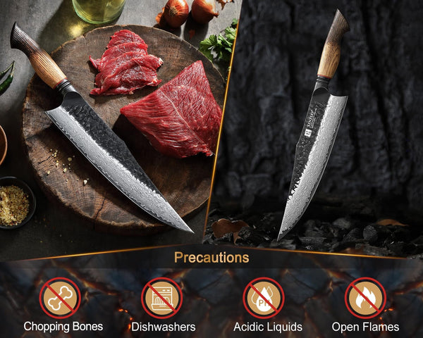 10 Inch Professional Chef Knife,67 Layers 10Cr15Comov High Carbon Damascus Steel Knife for Kitchen,Very Sharp，White Oak + Red G10 Gasket Handle9