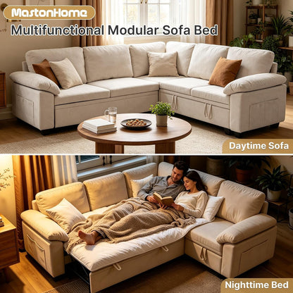 Sectional Sleeper Couch, 5 Seat Modular Sofa Bed with Storage Pull-Out Bed3