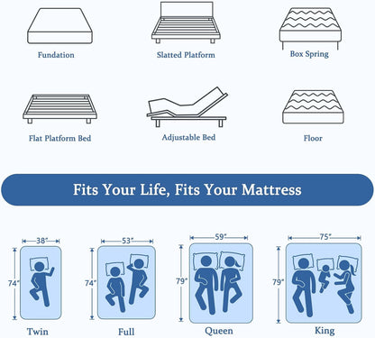 12 Inch Queen Foam Mattress Cooling Gel Memory for Pressure Relief & Deep Sleep, Medium Firm with Motion Isolation, Certipur-Us Certified, Fiberglass Free2