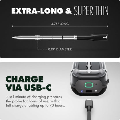 CHEF Iq Sense | Smart Wireless Meat Thermometer | Ultra-Thin Probe | Wifi Unlimited Range | 1000°F Heat Safe | 5 Sensors | BBQ, Grill, Oven, Smoker, Air Fryer | Gen35