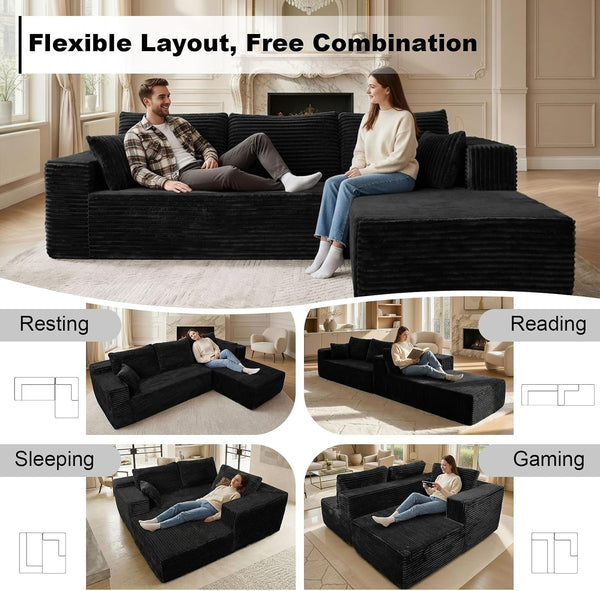 106" Boneless Couches for Living Room,Modular Sectional Sofa3