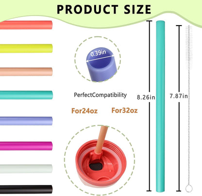 8Pcs Replacement Straws for Owala Freesip 24Oz 32Oz Bottle, Reusable Plastic Straws with Cleaning Cleaner Brush for Insulated Stainless Steel Water Bottle Tumbler Accessories(8 Color)5