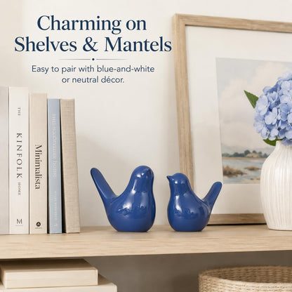 Small Ceramic Bird Statue and Sculpture for Home Decor Accents,Modern Animal Ornaments for Living Room,Bedroom,Coffee Table Centerpiece,Bookshelf,Cabinets,Cute Knick Knacks for Shelves (Blue)5