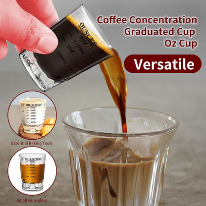 2 OZ 4 Features Shot Glasses Measuring Cup Liquid Heavy Glass Wine Glass Espresso Shot -Incremental Measurement Heavy 60ML (2, Black)5