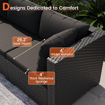 8 Piece Patio Furniture Set with 43" Fire Pit Table, Black4
