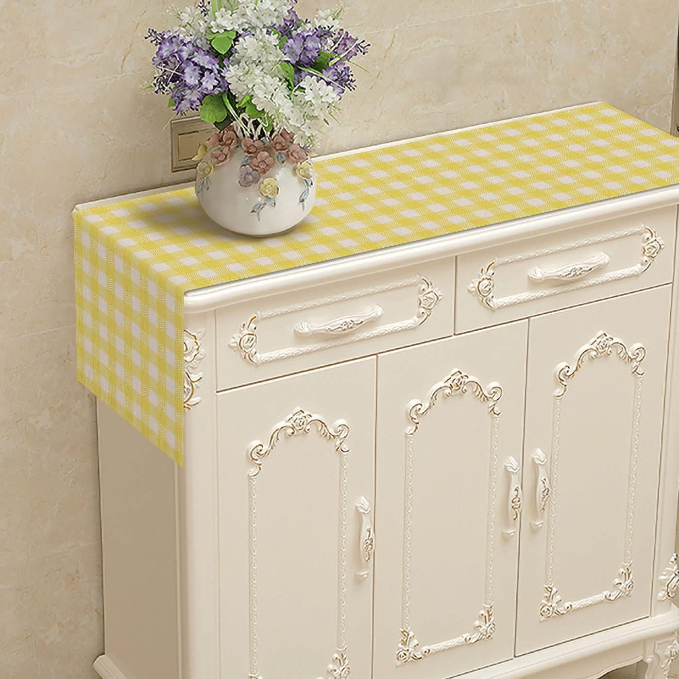 linen-yellow-and-white-buffalo-plaid-table-runner-easter-gingham-checkered-birthday-party-decoration-farmhouse-home-kitchen-decor-13-x-72