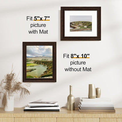 8X10 Picture Frames Set of 2, Vintage Photo Frames, Rustic Brown3