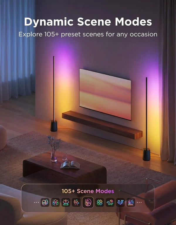 Govee Floor Lamp 3 Lite, Smart RGBIC LED Corner Lamp for Living Room | Compatible with Alexa, Smartthings, Matter, 1400Lm Dimmable Color Changing Tall Standing Light with Music Sync for Bedroom6