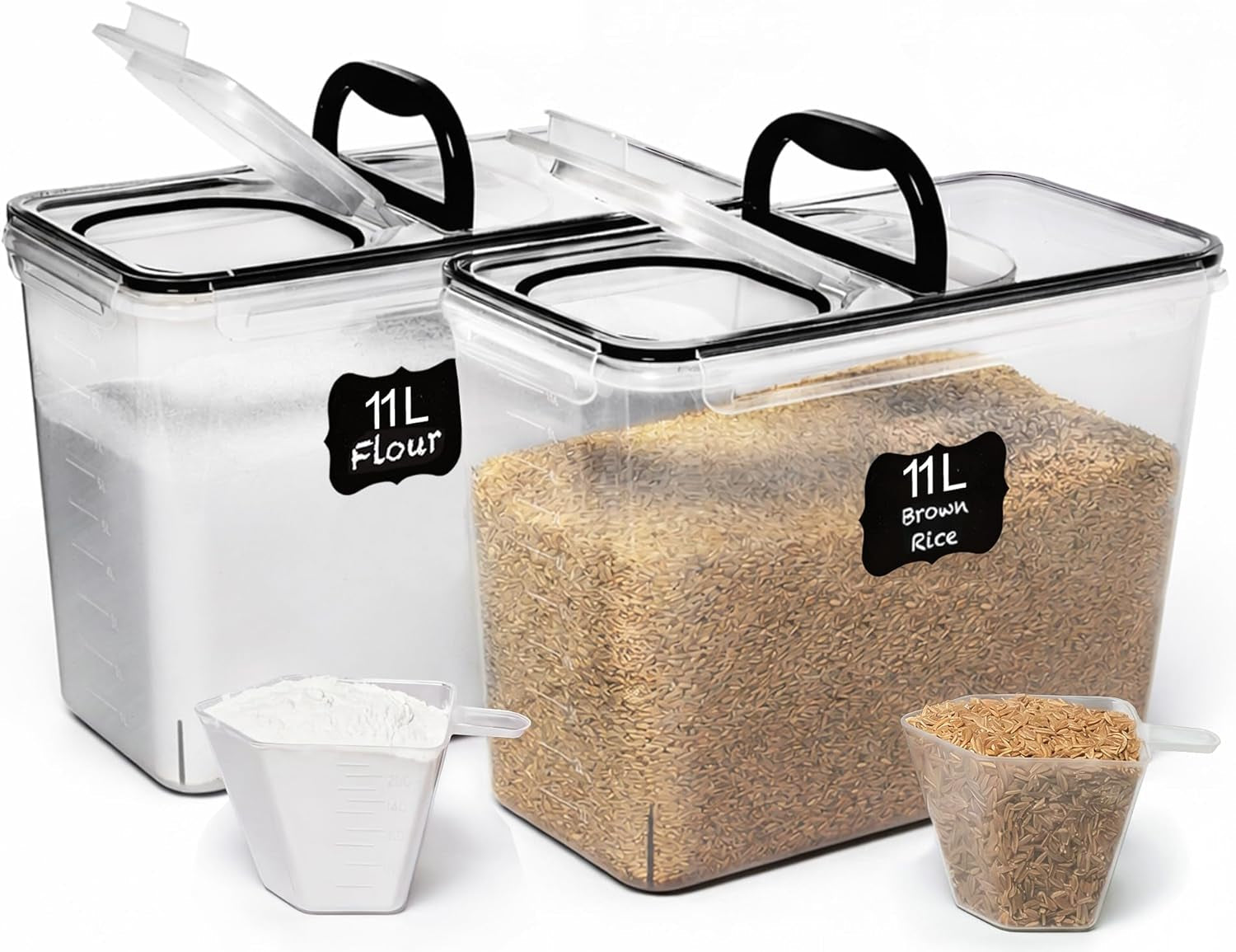 2-pc-11l-372-oz-flour-sugar-storage-containers-with-spout-lid-easy-carry-handle-bpa-free-extra-large-airtight-food-storage-containers-with-lids-rice-canisters-sets-for-kitchen-pantry