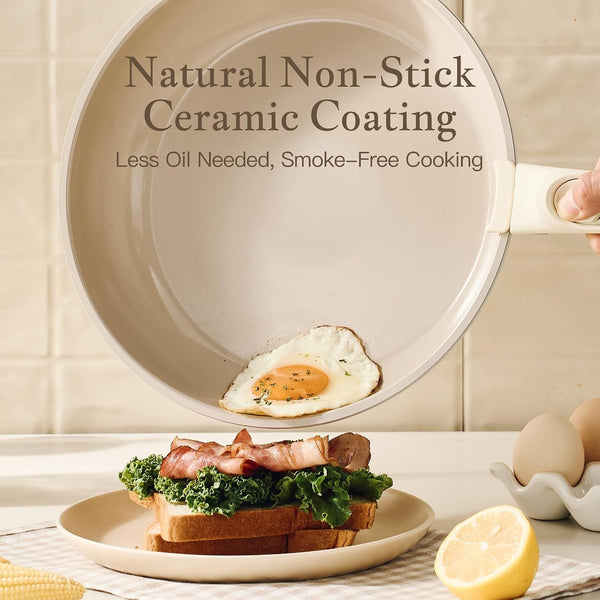 Truly Non Toxic Pots and Pans Set Non Stick, Upgraded Ceramic Pan and Pot Set, PFAS PTFE PFOA PFOS Free, Kitchen Cookware Set with Detachable Handle, RV Camping with Frying Pans Set3