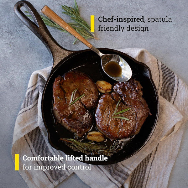8" Cast Iron Skillet - Chef Collection - Perfect Sear - Ergonomic Handles - Superior Heat Retention - Cast Iron Cookware & Skillet3