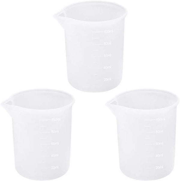 3 PCS Silicone Measuring Cups, 100Ml Silicone Cups for Resin Non-Stick Mixing Cups Resin Measuring Cups Tool with Precise Scale for Resin DIY Craft1
