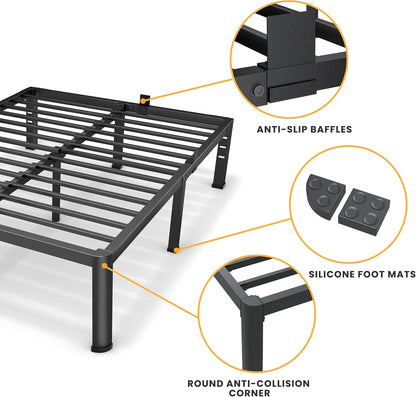 14 Inch King Metal Bed Frame with Rounded Leg, Mattress Stopper4