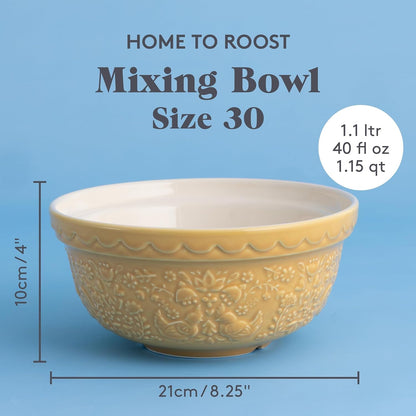 Home to Roost Mixing Bowl 21Cm | 1.1 Litre Earthenware Bowl with Embossed Hen & Cockerel Design – Ideal for Smaller Batches of Dough, Pastry & Cake | Dishwasher Safe2