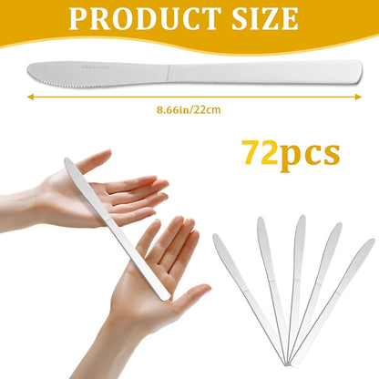 72 PCS Dinner Knifes Set - Windsor Stainless Steel Table Knives 8.7 Inch with Dishwasher Safe Butter Knives,Metal Butter Knofe,Dinner Knife Silverware for Home,Kitchen or Restaurant6