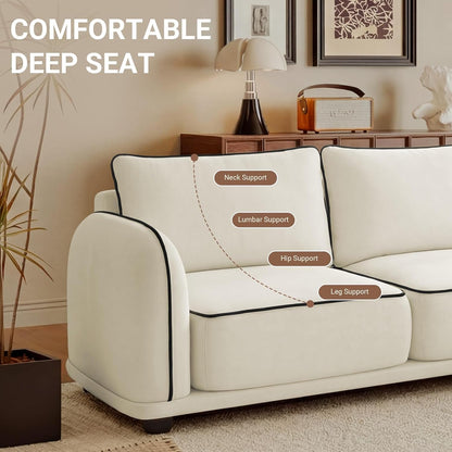 104 Inch L Shaped Modular Sectional Sofa, 4 Seater Modern Cloud Chenille Comfy Couch with Movable Ottoman & 3 Back Pillows, Oversized Comfy L Shape Couch for Living Room, Bedroom, Apartment, Beige3