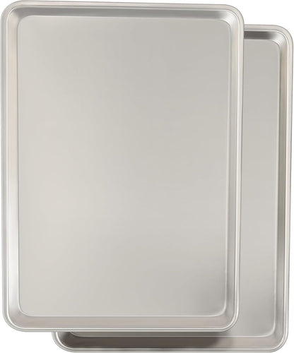 Commercial Quality Baking Sheet Pan Set, Natural Aluminum Cookie Sheet,  Warp Resistant Baker'S Half Sheet Pan, Large Thick Cookie Tray Pans for Baking, Roasting(2 Pack, 18X13In)1
