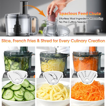 12 Cup Smart Food Processor, Electric Food Chopper | French-Fry Slicing Shredding Chopping Kneading Cutter, Meat Vegetable Fries Cheese Meat & Veggie Prep4