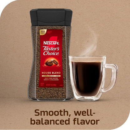 NESCAFÉ  Instant Coffee, Light Medium Roast Coffee, House Blend, 2 Jars (7 Oz Each) | Light-Medium Roast House Blend Instant Coffee; 2 Jars, 7 Oz Each4